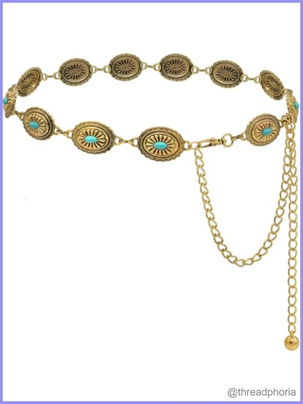 Metal Waist Chain Belt Western Cowgirl Concho Adjustable Chain Belt